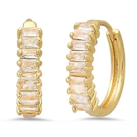 Ladies 18k gold plted brass simulated diamonds huggie earrings