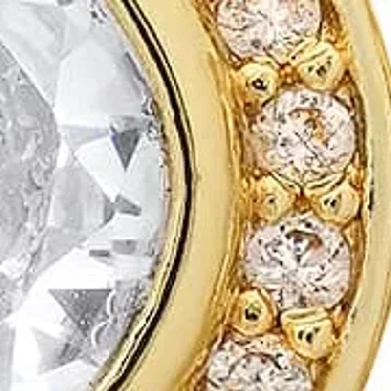 Ladies 18k gold plated brass and simulated diamond round lever back earrings