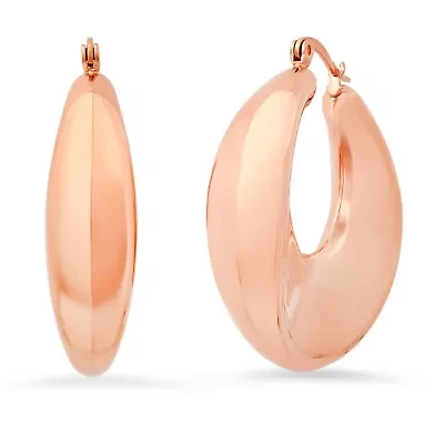 Ladies stainless steel chunky tube hoop earrings