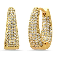 Ladies 18k gold plated brass simulated diamonds huggie earrings