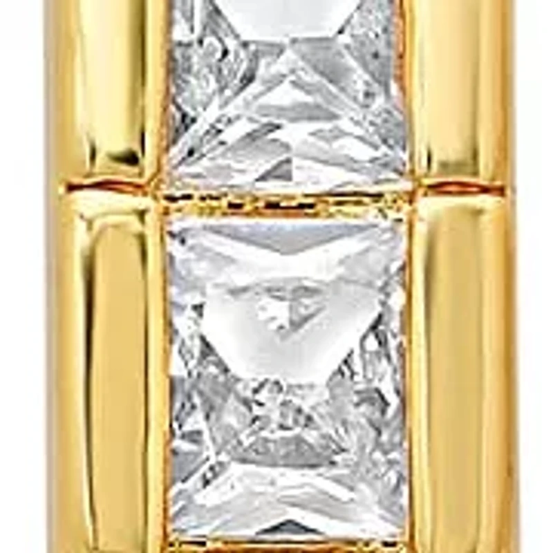 Ladies 18k white gold plated brass simulated diamonds lever back huggie earrings