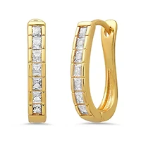 Ladies 18k white gold plated brass simulated diamonds lever back huggie earrings