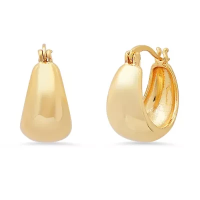 Ladies 18k gold plated brass thick small hoop earrings