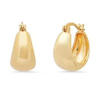 Ladies 18k gold plated brass thick small hoop earrings