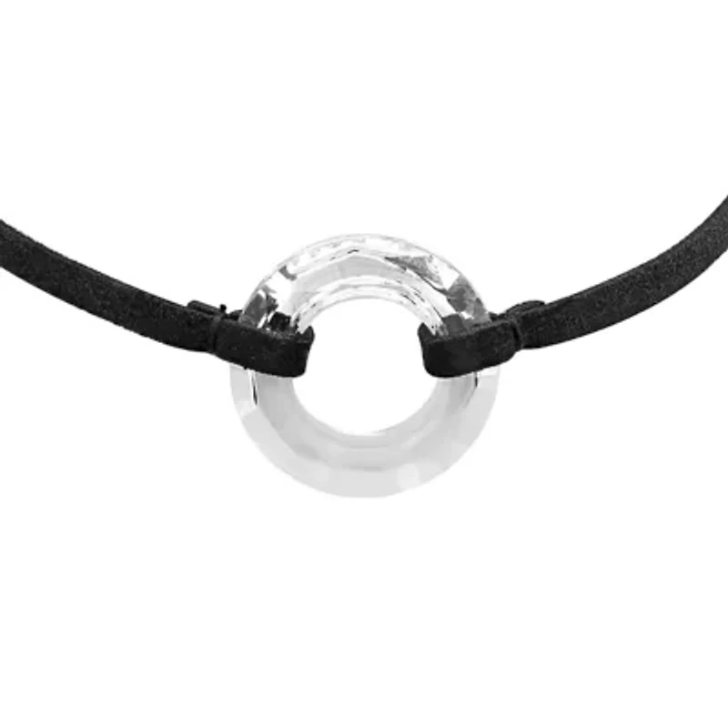 Ladies stainless steel button stud earring and black velvet with crystal choker necklace set