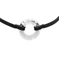 Ladies stainless steel button stud earring and black velvet with crystal choker necklace set