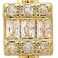 Ladies 18k gold plated brass simulated diamonds rectangle huggie earrings