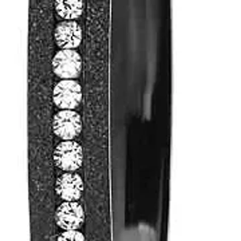 Ladies stainless steel glitter hoops with simulated diamonds all around