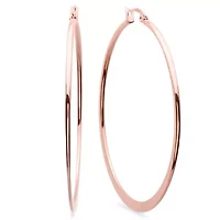 Ladies 18k rose gold plated 60mm knife accent hoop earrings