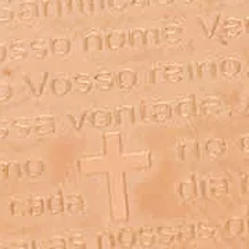 Ladies 18k rose gold plated stainless steel Pai Nosso portuguese prayer heart pendant