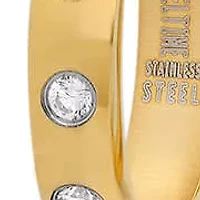 Ladies 18k gold plated stainless steel and simulated diamonds hoop earrings