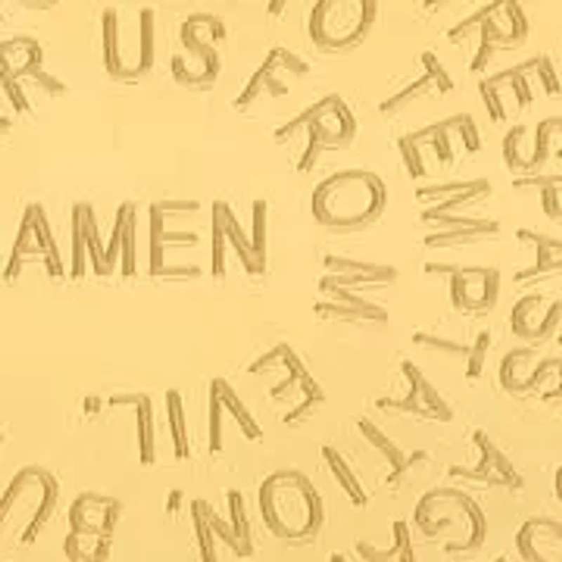 Ladies 18kt gold plated stainless steel Our Father english prayer and prayer hands round reversible pendant