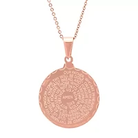 Ladies double sided 18k rose gold plated stainless steel lord's prayer and serenity prayer pendant.