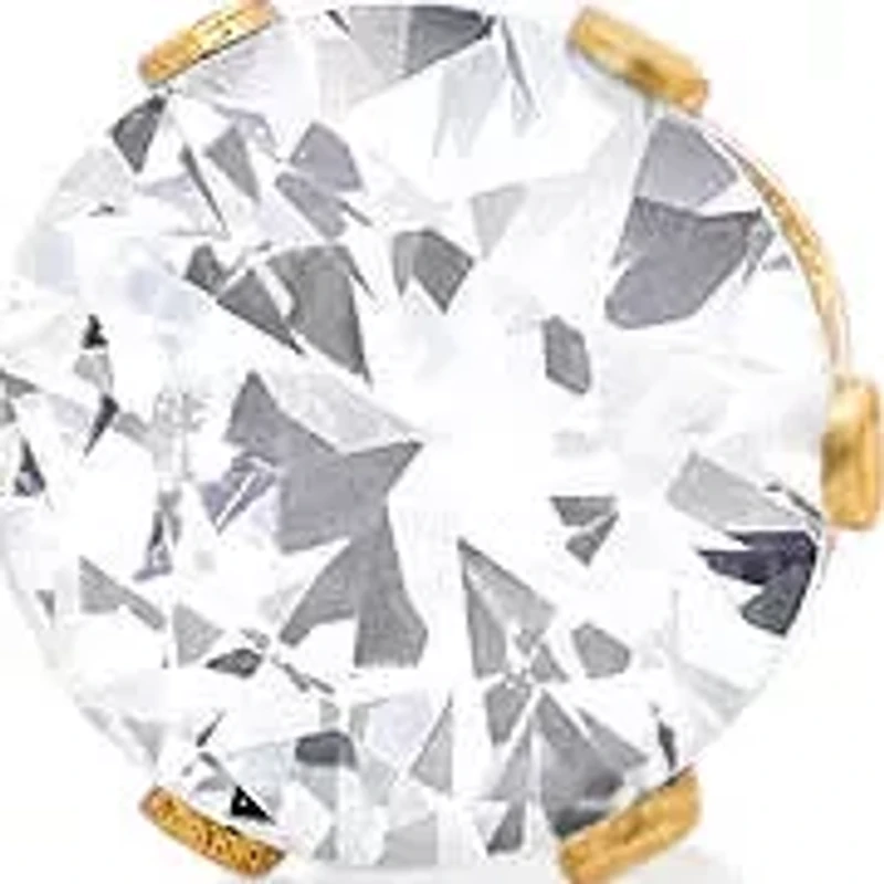 Ladies 18k gold plated stainless steel simulated diamonds stud earrings