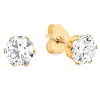 Ladies 18k gold plated stainless steel simulated diamonds stud earrings