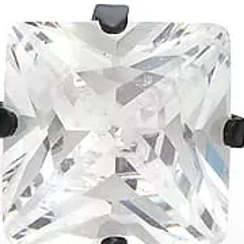 Ladies black ip stainless steel and simulated diamonds stud earrings