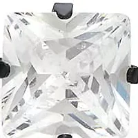 Ladies black ip stainless steel and simulated diamonds stud earrings