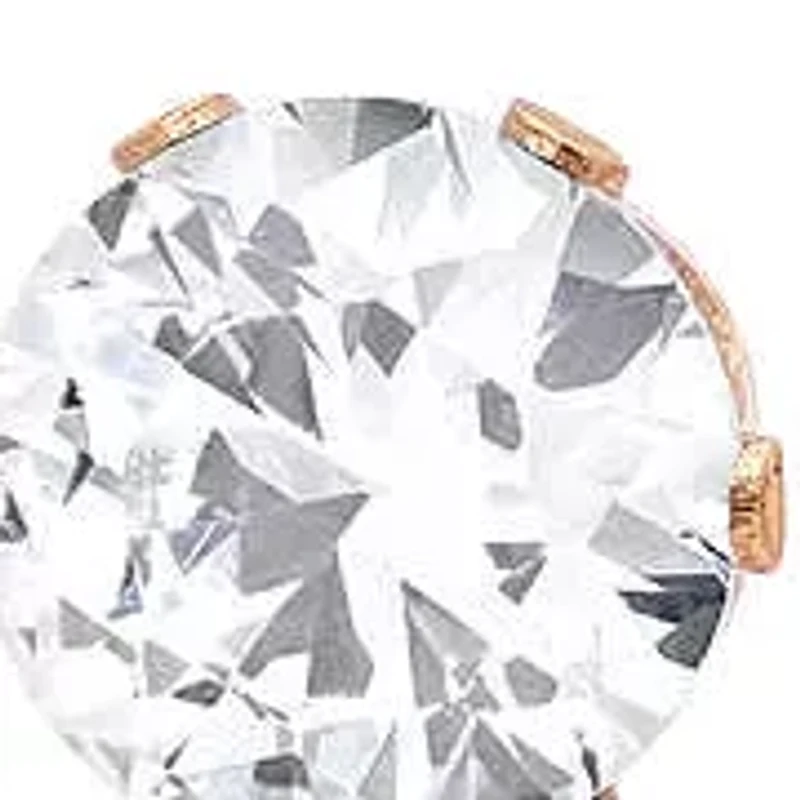 Ladies 18k rose gold plated stainless steel simulated diamonds stud earrings