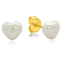Ladies 18k gold plated stainless steel heart shell pearl pearl stud earrings