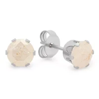 Ladies stainless steel white simulated diamond galaxy stud earrings