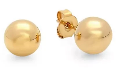 Ladies 18k gold plated stainless steel ball stud earrings