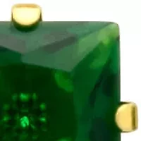 Ladies 18k gold plated stainless steel 2pc simulated green and black princess cut diamond studs