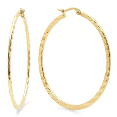 Ladies 18k gold plated stainless steel hoop earrings