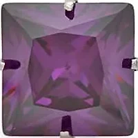 Ladies Black Ip Stainless Steel Simulated Purple Princess Diamond Stud Earrings