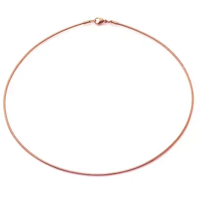 Ladies 18k rose gold plated stainless steel wire cable necklace
