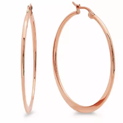 Ladies 18k rose gold plated stainless steel 40mm hoop earrings