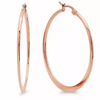 Ladies 18k rose gold plated stainless steel 40mm hoop earrings