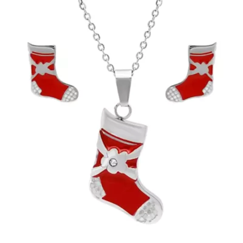Ladies stainles steel chirstmas boots earrings/pendant set
