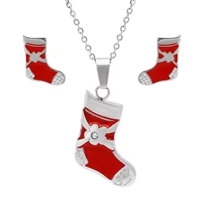Ladies stainles steel chirstmas boots earrings/pendant set