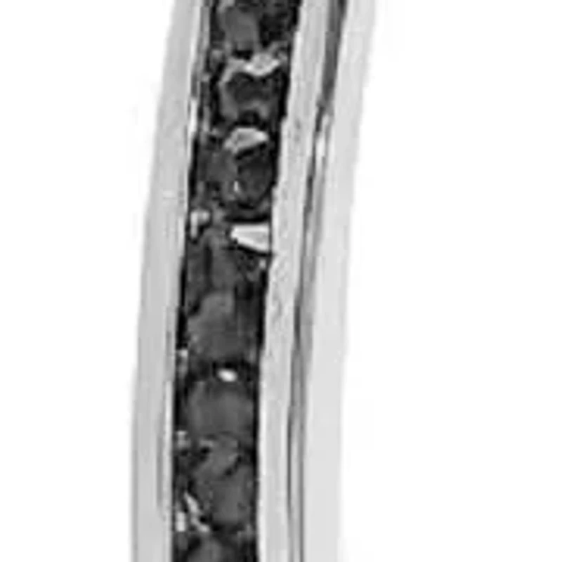 Ladies stainless steel 50mm innout hoops w/black crystals