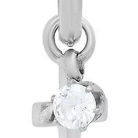 Ladies stainless steel huggies with simulated diamonds and cross charms earrings