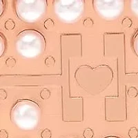 Ladies 18k rose gold plated stainless steel and simulated diamonds rectangle earrings/pendant set