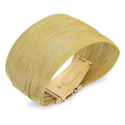 Ladies 18k gold plated stainless steel mesh bracelet