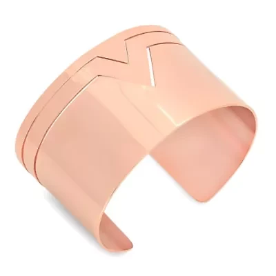 Ladies 18k rose gold plated stainless steel gladiator cut cuff bracelet