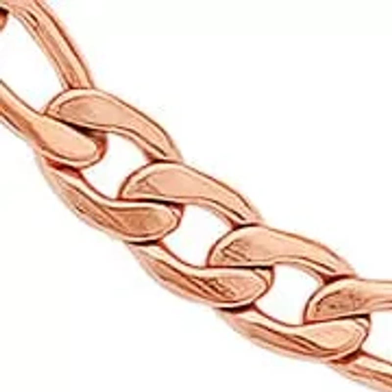 Ladies' 18k rose gold plated stainless steel petite figaro chain necklace