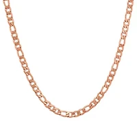 Ladies' 18k rose gold plated stainless steel petite figaro chain necklace