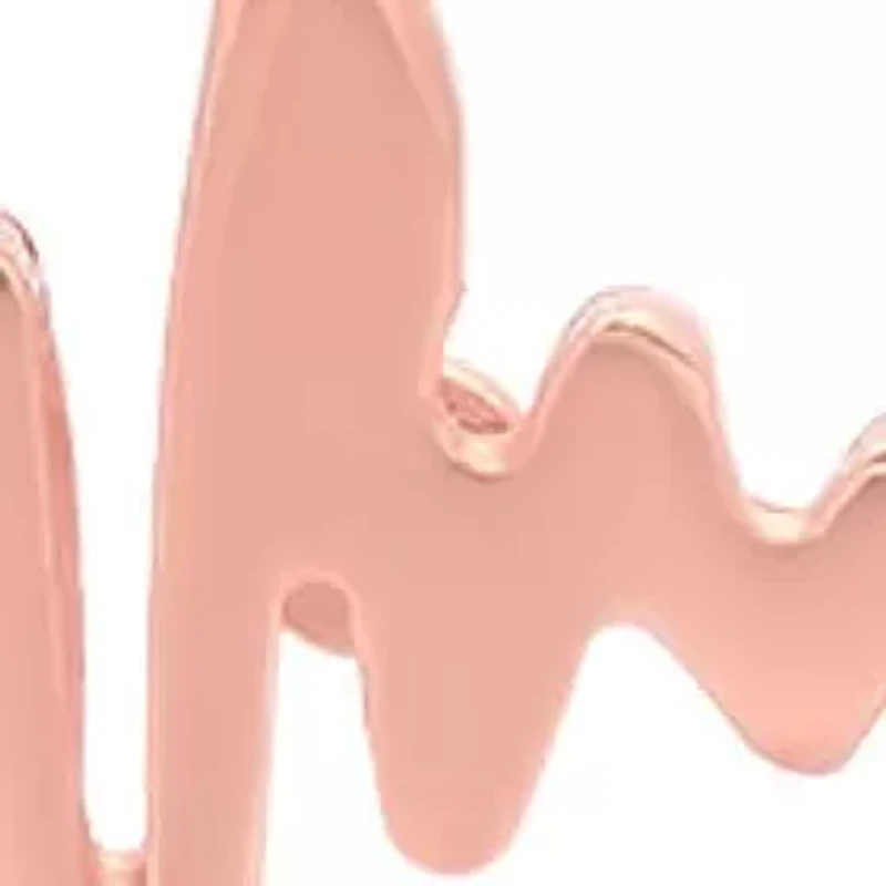 Ladies 18k rose gold plated stainless steel heartbeat stud earrings