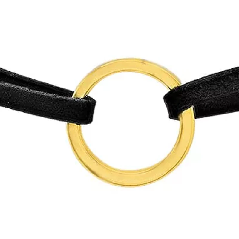 Ladies black velvet choker necklace with 18k gold plated alloy ring