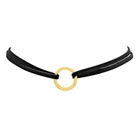 Ladies black velvet choker necklace with 18k gold plated alloy ring