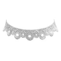 Ladies white filigree lace choker necklace, alloy clasp