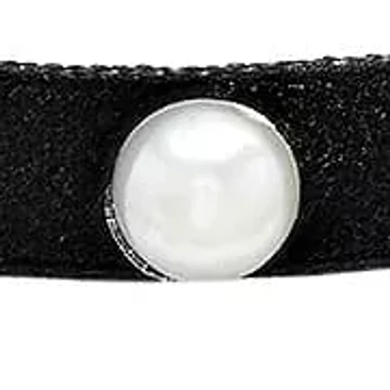 Ladies black velvet simulated pearl choker necklace, alloy clasp