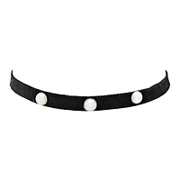 Ladies black velvet simulated pearl choker necklace, alloy clasp