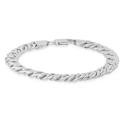 Ladies 18k white gold plated brass curb bracelet