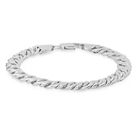 Ladies 18k white gold plated brass curb bracelet