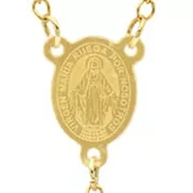 Ladies 18k gold plated stainless steel simulated pearl beaded rosary necklace