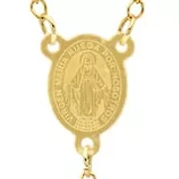 Ladies 18k gold plated stainless steel simulated pearl beaded rosary necklace